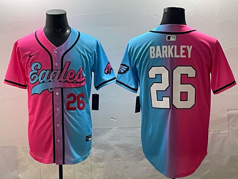 Men 2025 Philadelphia Eagles #26 Barkley Blue pink Nike Limited NFL Jersey style 02->philadelphia eagles->NFL Jersey